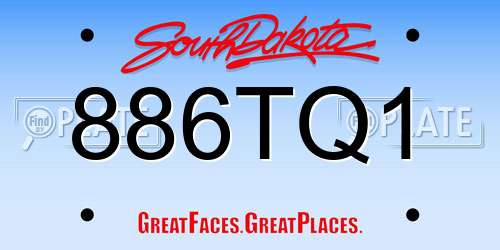886TQ1 South Dakota License Plate
