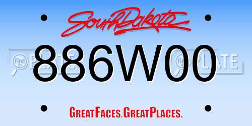 886W00 South Dakota License Plate