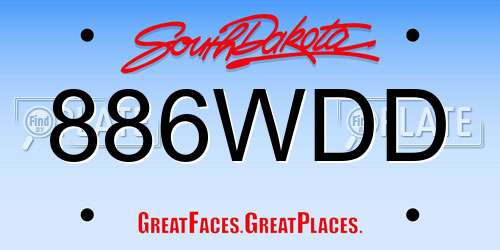 886WDD South Dakota License Plate