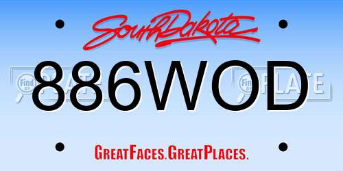 886WOD South Dakota License Plate