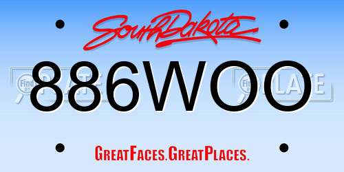 886WOO South Dakota License Plate