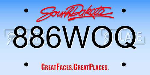 886WOQ South Dakota License Plate