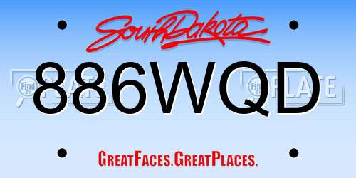 886WQD South Dakota License Plate