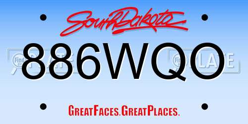 886WQO South Dakota License Plate