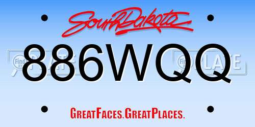 886WQQ South Dakota License Plate