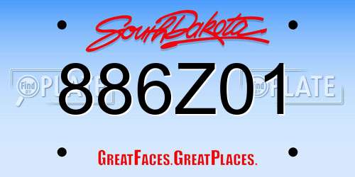 886Z01 South Dakota License Plate