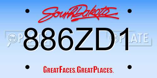 886ZD1 South Dakota License Plate