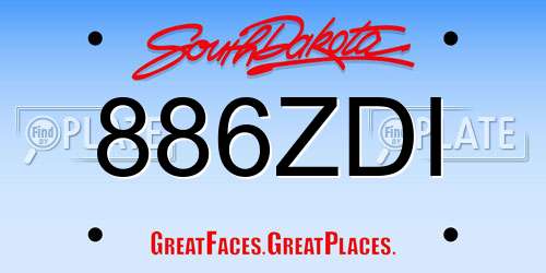 886ZDI South Dakota License Plate
