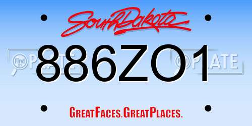 886ZO1 South Dakota License Plate