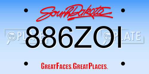886ZOI South Dakota License Plate