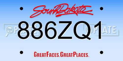 886ZQ1 South Dakota License Plate
