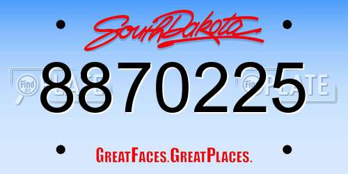 8870225 South Dakota License Plate