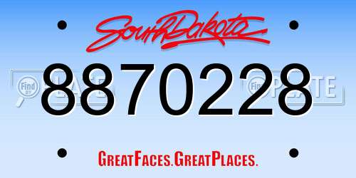 8870228 South Dakota License Plate