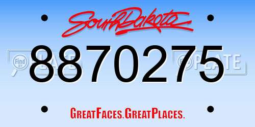 8870275 South Dakota License Plate