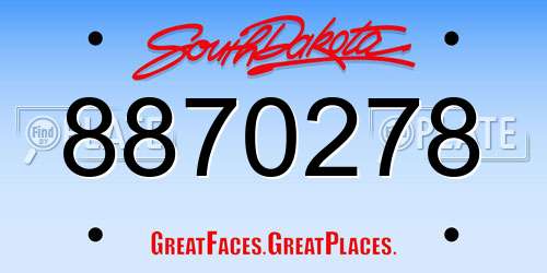 8870278 South Dakota License Plate