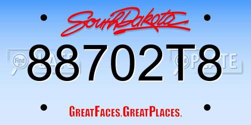 88702T8 South Dakota License Plate