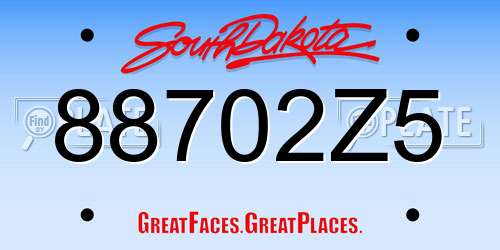 88702Z5 South Dakota License Plate