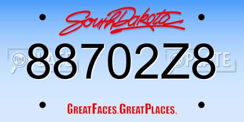 88702Z8 South Dakota License Plate