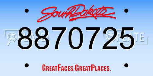 8870725 South Dakota License Plate