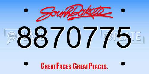 8870775 South Dakota License Plate