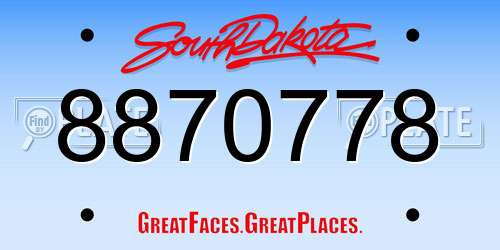 8870778 South Dakota License Plate