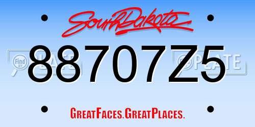 88707Z5 South Dakota License Plate