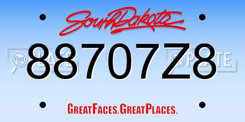 88707Z8 South Dakota License Plate