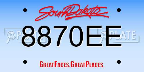 8870EE South Dakota License Plate