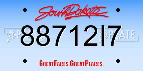 88712I7 South Dakota License Plate