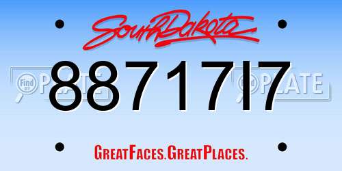 88717I7 South Dakota License Plate