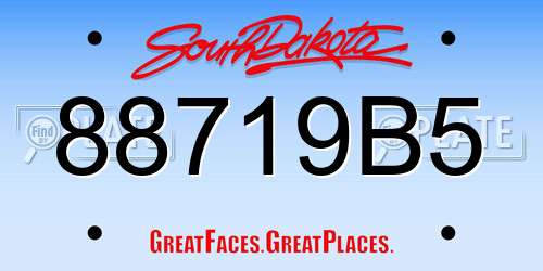 88719B5 South Dakota License Plate