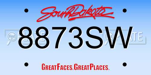 8873SW South Dakota License Plate