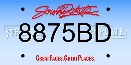 8875BD South Dakota License Plate