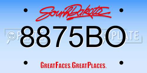 8875BO South Dakota License Plate