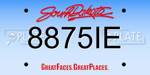 8875IE South Dakota License Plate