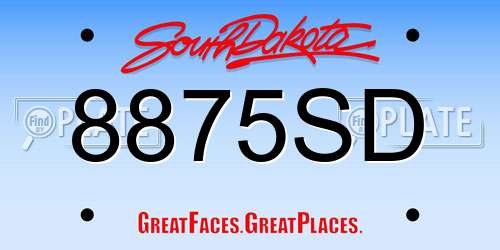 8875SD South Dakota License Plate
