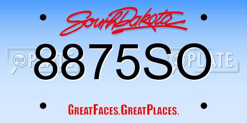 8875SO South Dakota License Plate
