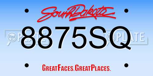 8875SQ South Dakota License Plate