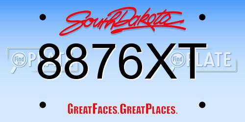 8876XT South Dakota License Plate