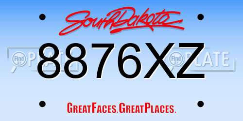 8876XZ South Dakota License Plate