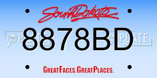 8878BD South Dakota License Plate