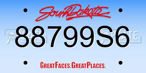 88799S6 South Dakota License Plate