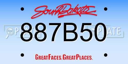 887B50 South Dakota License Plate