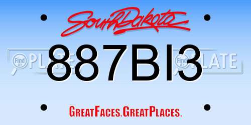 887BI3 South Dakota License Plate