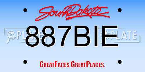 887BIE South Dakota License Plate