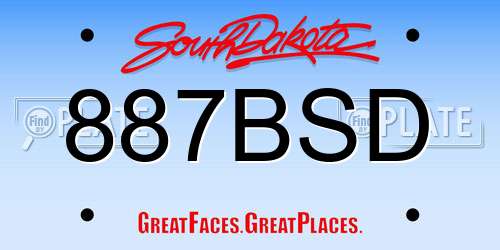 887BSD South Dakota License Plate