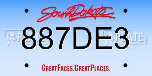 887DE3 South Dakota License Plate