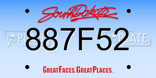 887F52 South Dakota License Plate