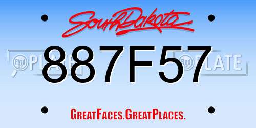 887F57 South Dakota License Plate