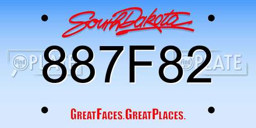 887F82 South Dakota License Plate